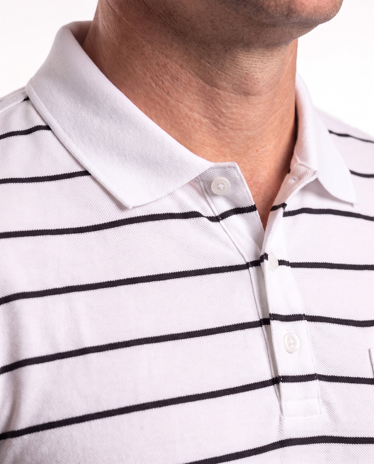 Men's Golfer – White with Black Stripes