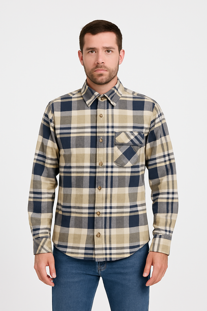 Men's Flannel Shirt – Oatmeal Multi Check