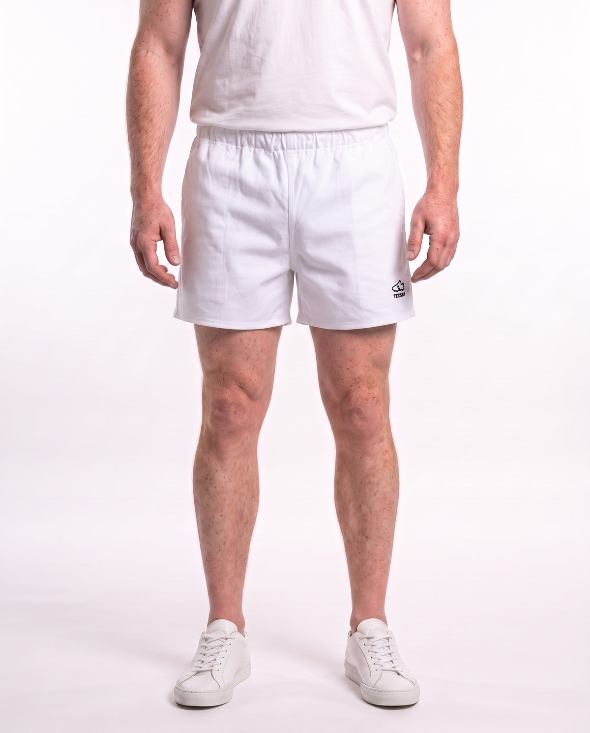 Men's Brushed Cotton Boxer White – on model front