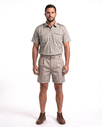 1005 Bush Shorts – Button Fly, Single Pleat