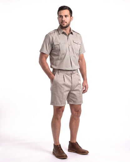 1005 Bush Shorts – Button Fly, Single Pleat