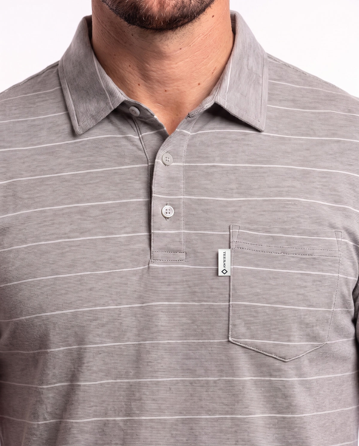 Men's Golfer – Grey with White Stripes