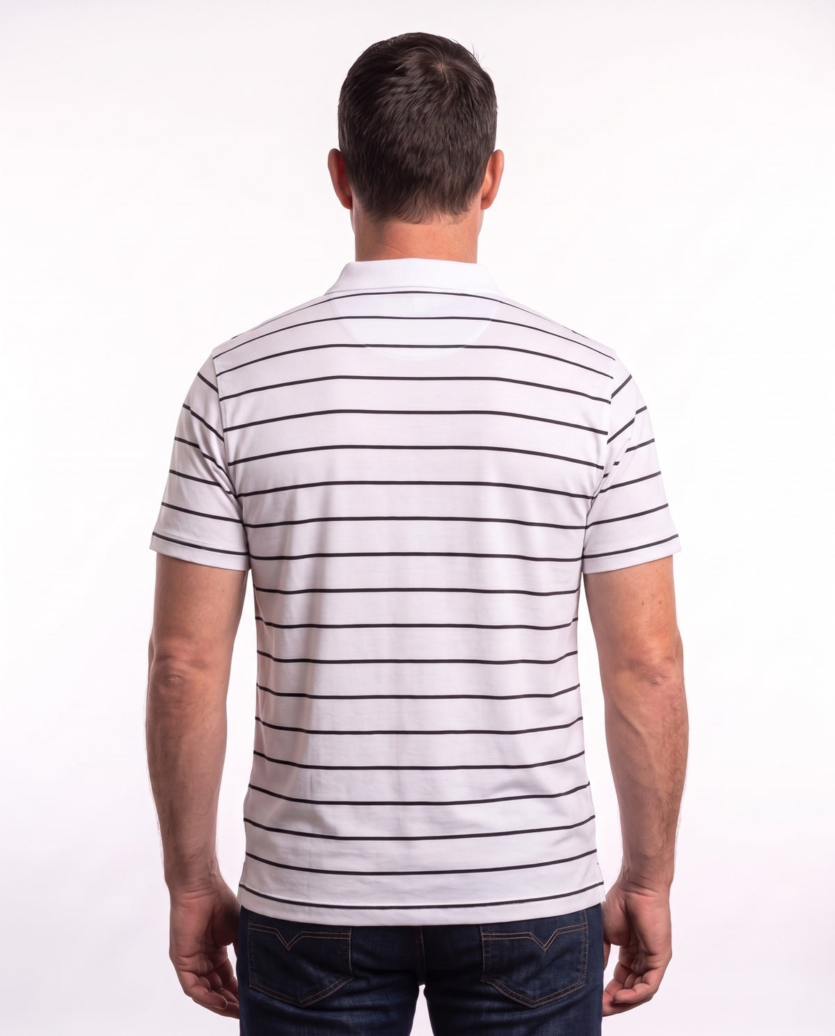 Men's Golfer – White with Black Stripes