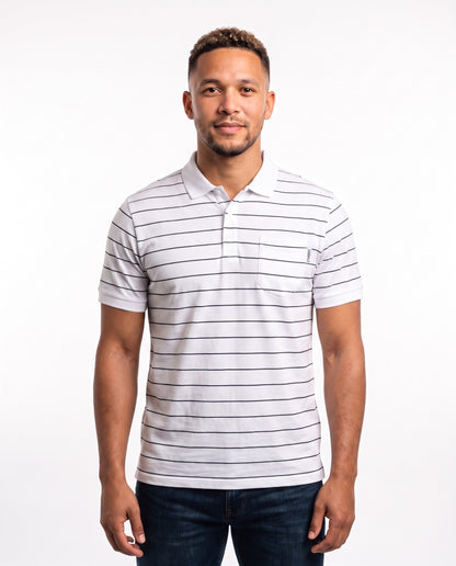 Men's Golfer – White with Black Stripes