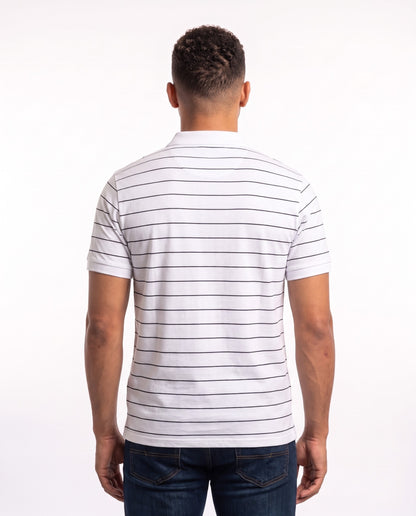 Men's Golfer – White with Black Stripes