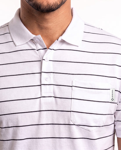 Men's Golfer – White with Black Stripes