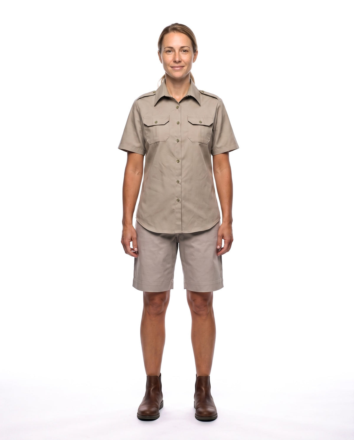 Ladies Bush Shirt – Short Sleeve, Full Button