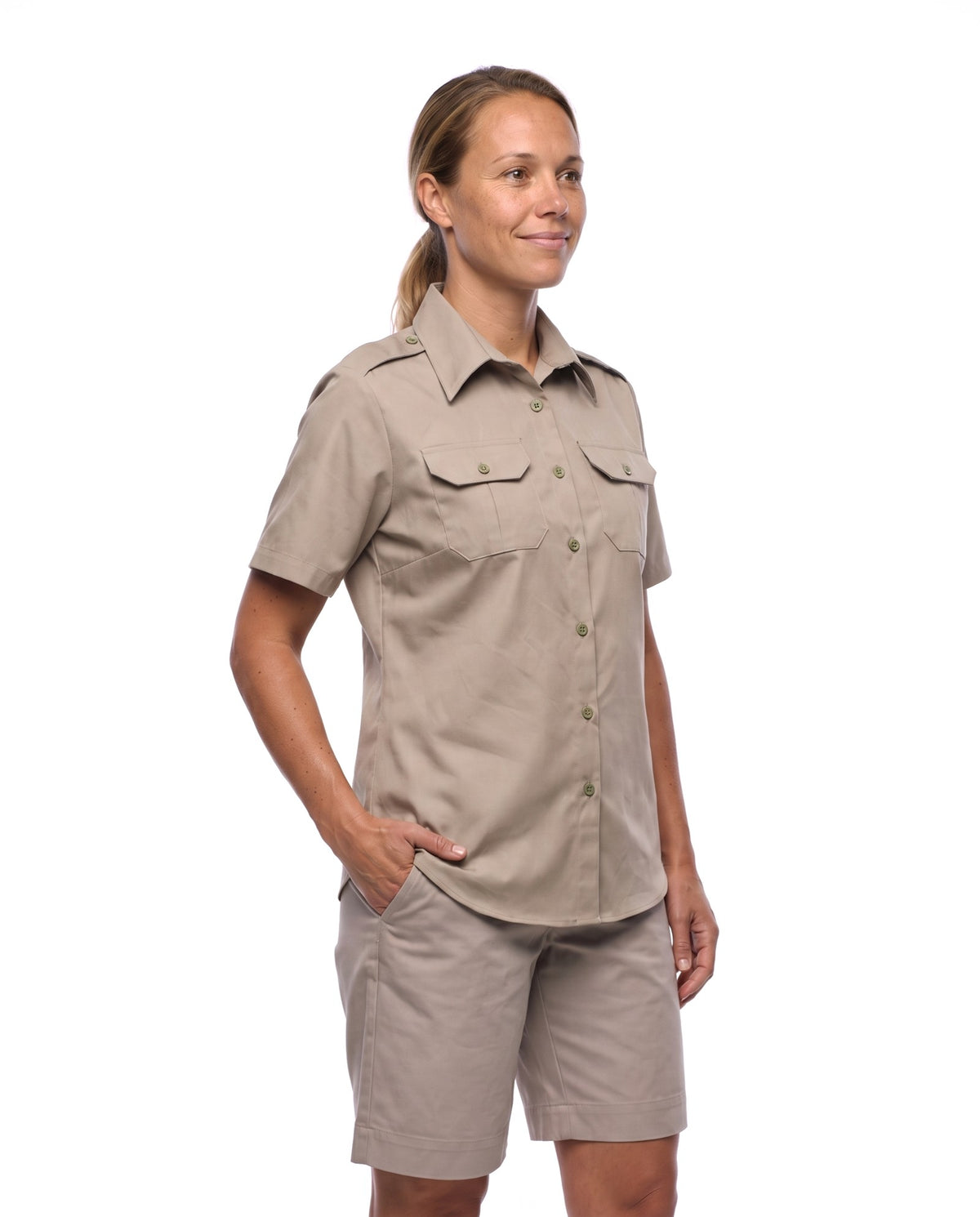 Ladies Bush Shirt – Short Sleeve, Full Button