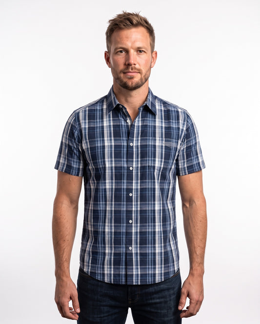 Men's Check Shirt – Blue Check