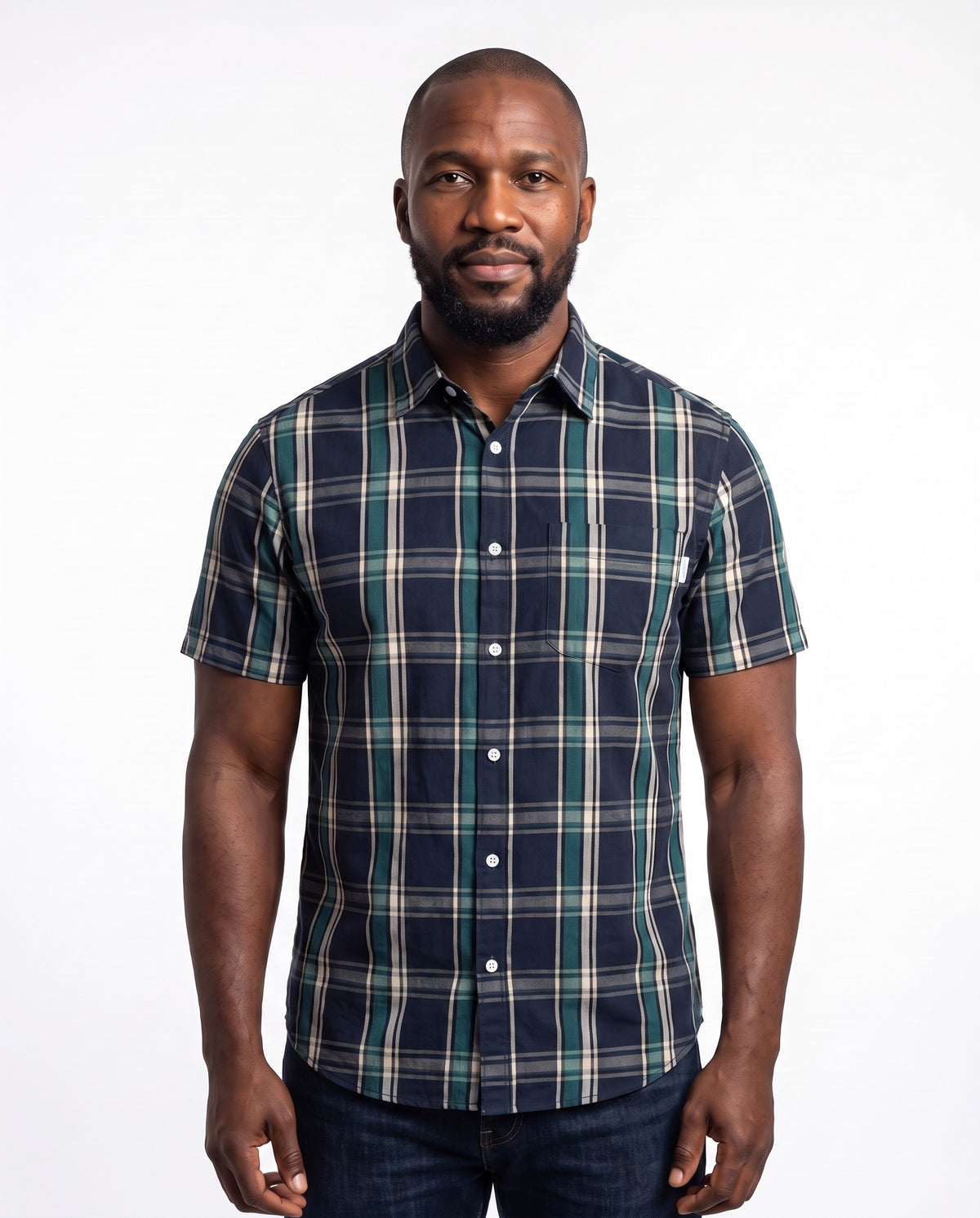 Men's Check Shirt – Navy & Teal Check